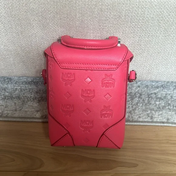 MCM  Calfskin Ottomar Monogram Mini Soft Berlin Crossbody Teaberry - Picture 3 of 7
